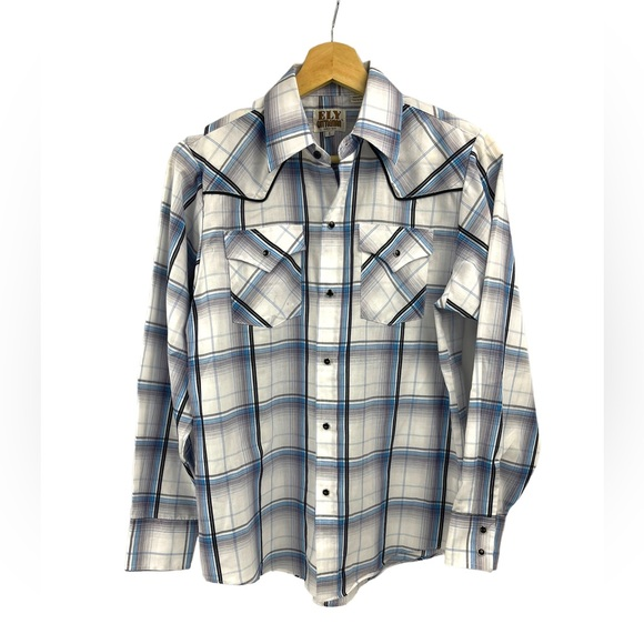 Fly Cattleman‎ Plaid Long Sleeve Button Down Shirt Size Large Youth - Picture 1 of 5